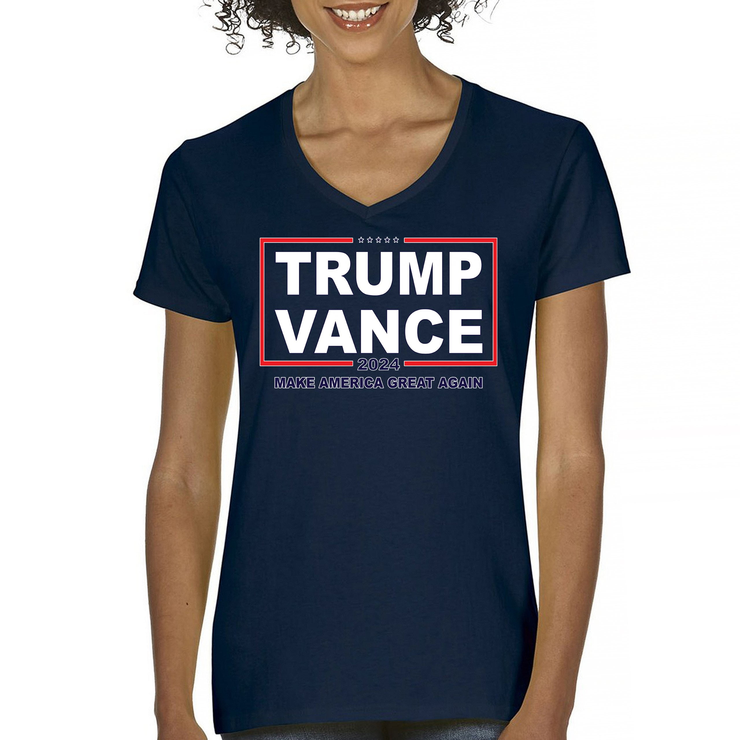 Trump Vance 2024 Women's VNeck Tshirt JD Vance VP Vice President Pick