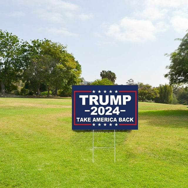 Trump Vance 2024 Yard Sign 12" x 18" Double Sided Blue Take America