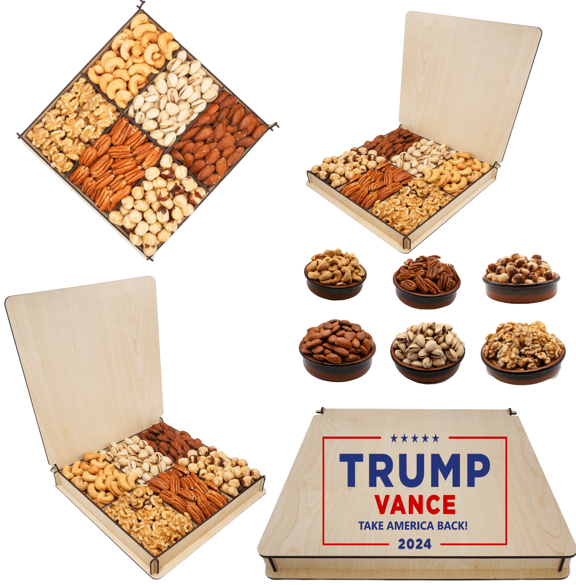 Trump Vance Food Gift Basket for Dad, Mixed Nuts, Secret Garden's, Boxes for President, Snack Box