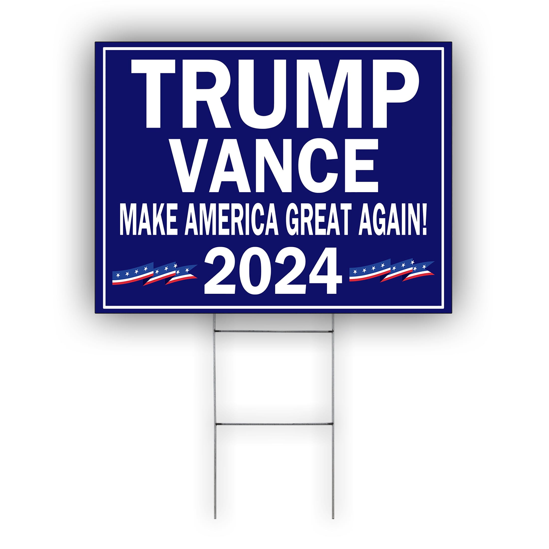Trump Vance Make America Great Again 2024 Coroplast Yard Sign With H