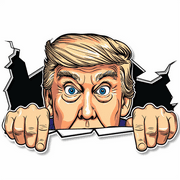 Trump Wall Breakthrough Car Sticker   Funny Donald Trump Peeking Out Vinyl Decal   Weatherproof, Durable Decoration for Vehicles, Windows, Toolboxes, and More   Great Gift for Political Enthusiasts