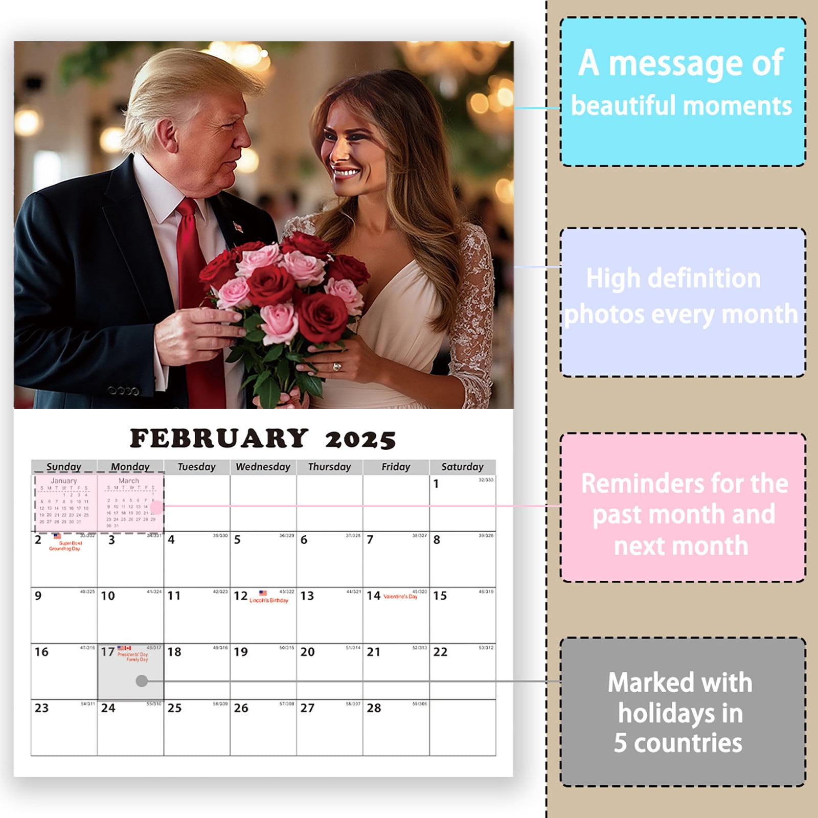 Trump Wall Calendar 2025 Presidential Donald Trump Wall Calendar Presidential Design, Monthly