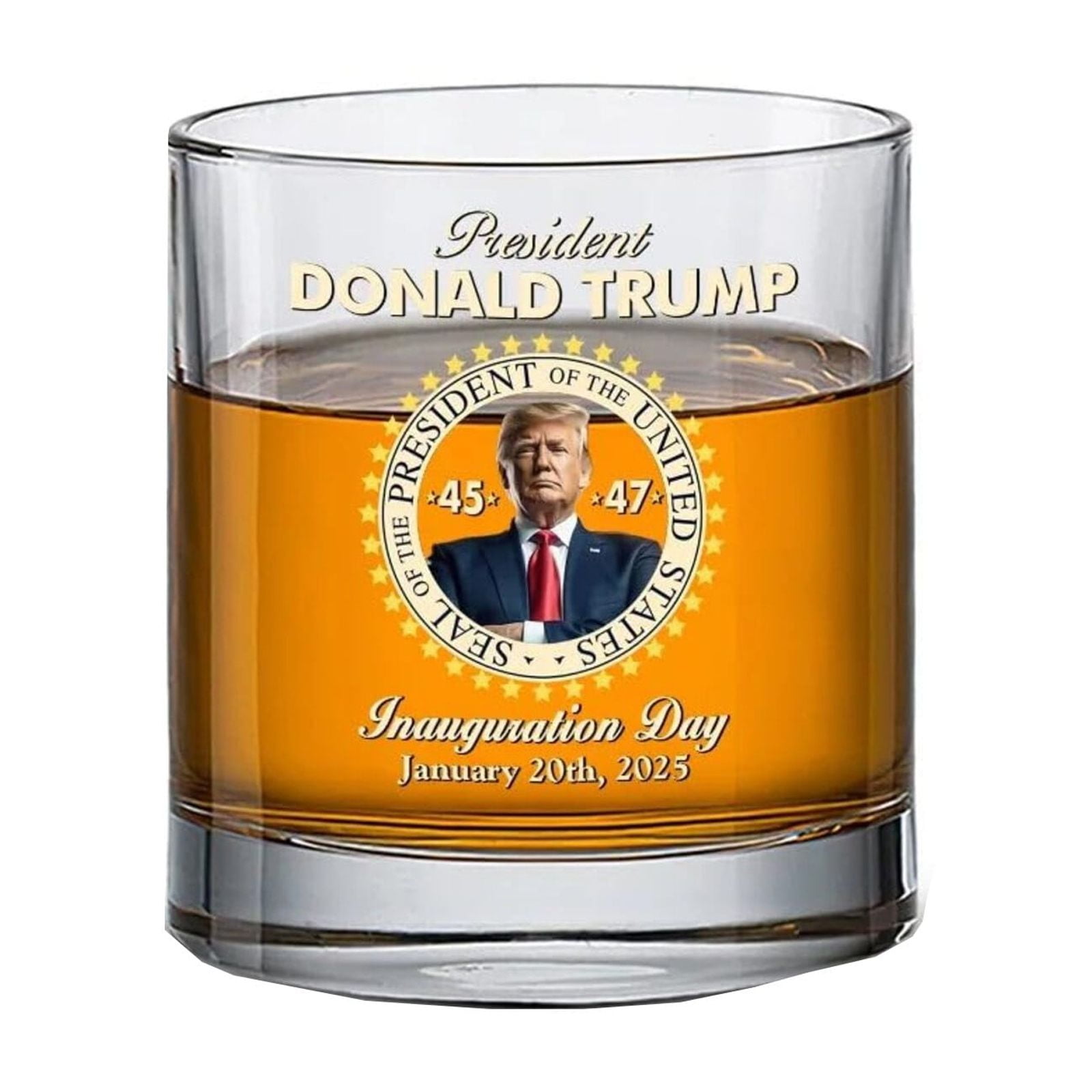 Trump Whiskey Glass Trump Inauguration 2025 11 Oz Donald Trump Whiskey