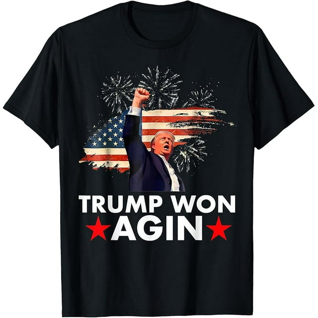 Trump Won 2024 Election President 47 th American Flag TShirt