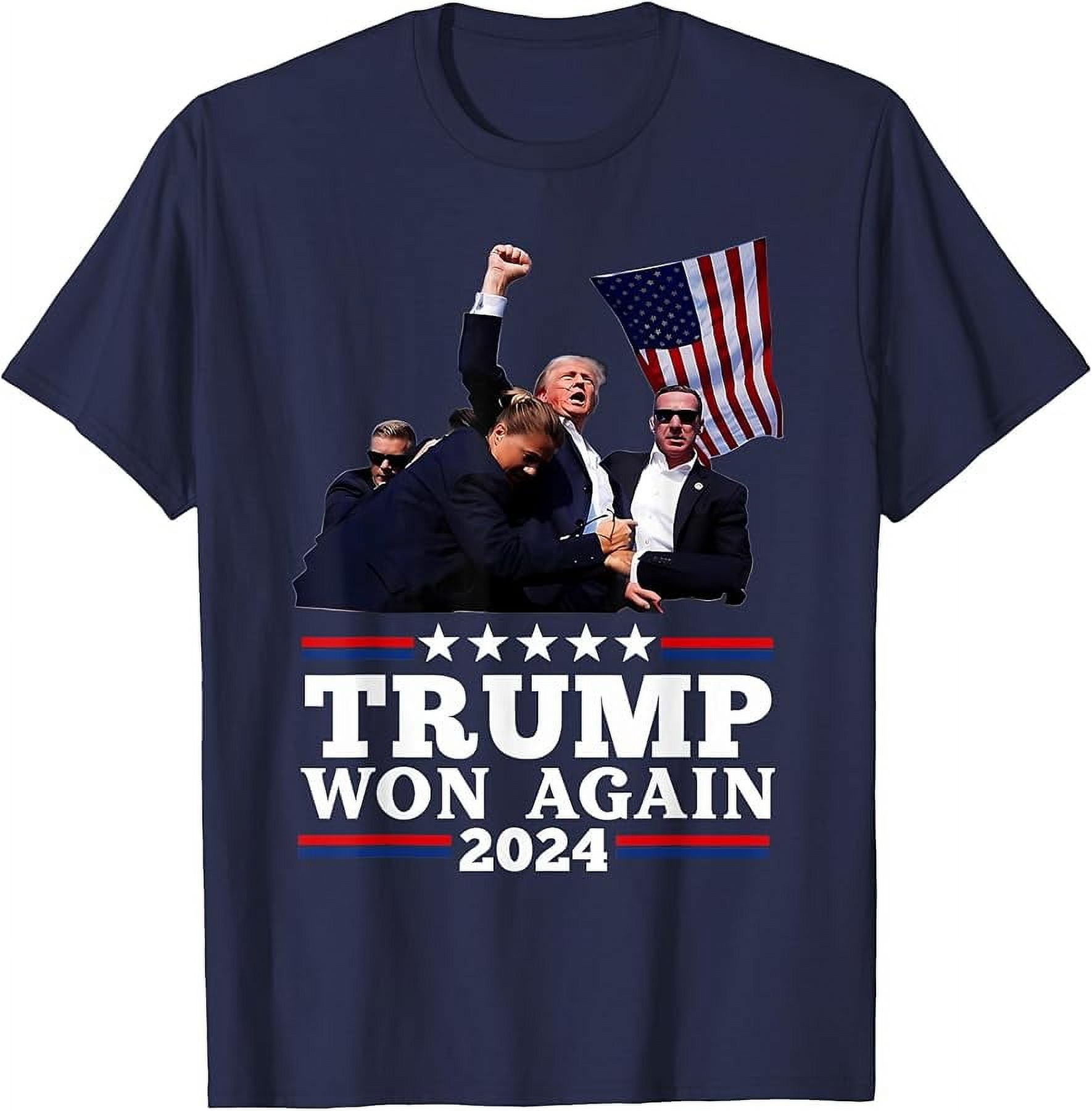 Trump Won 2024 Election President 47 th American Flag TShirt