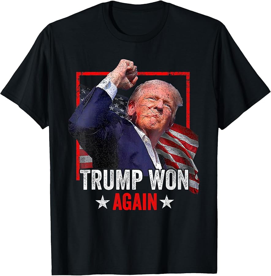 Trump Won Again 2024 Election President 47 th American Flag TShirt