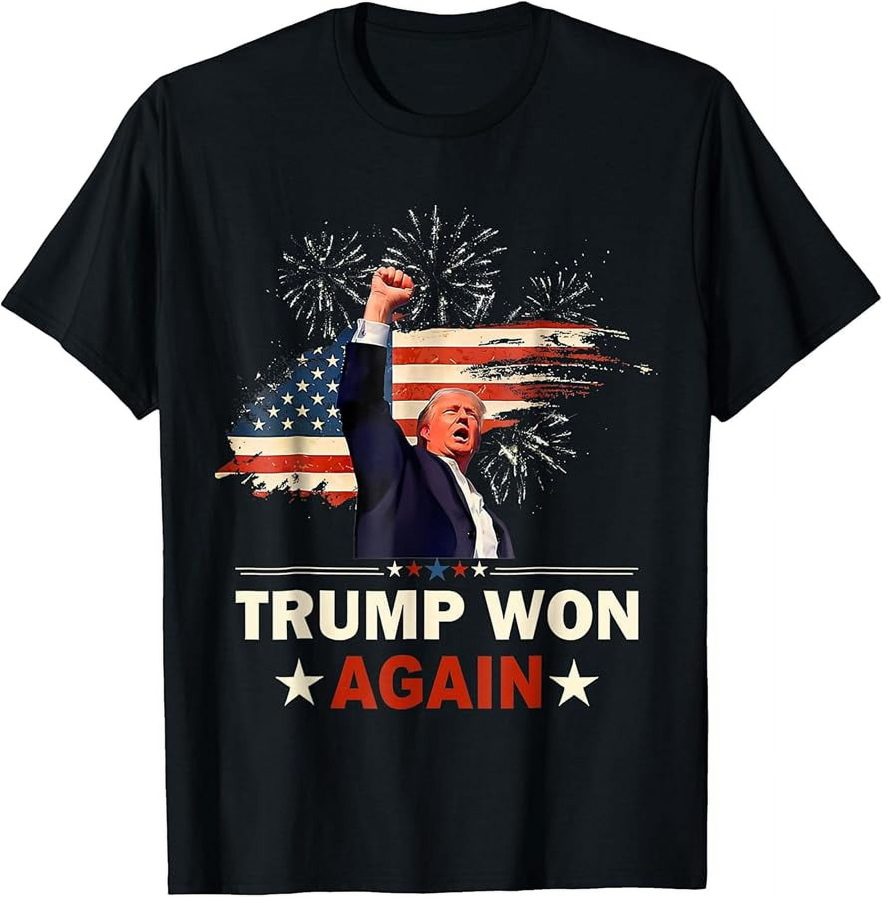 Trump Won Again 2024 Election President 47 th American Flag TShirt