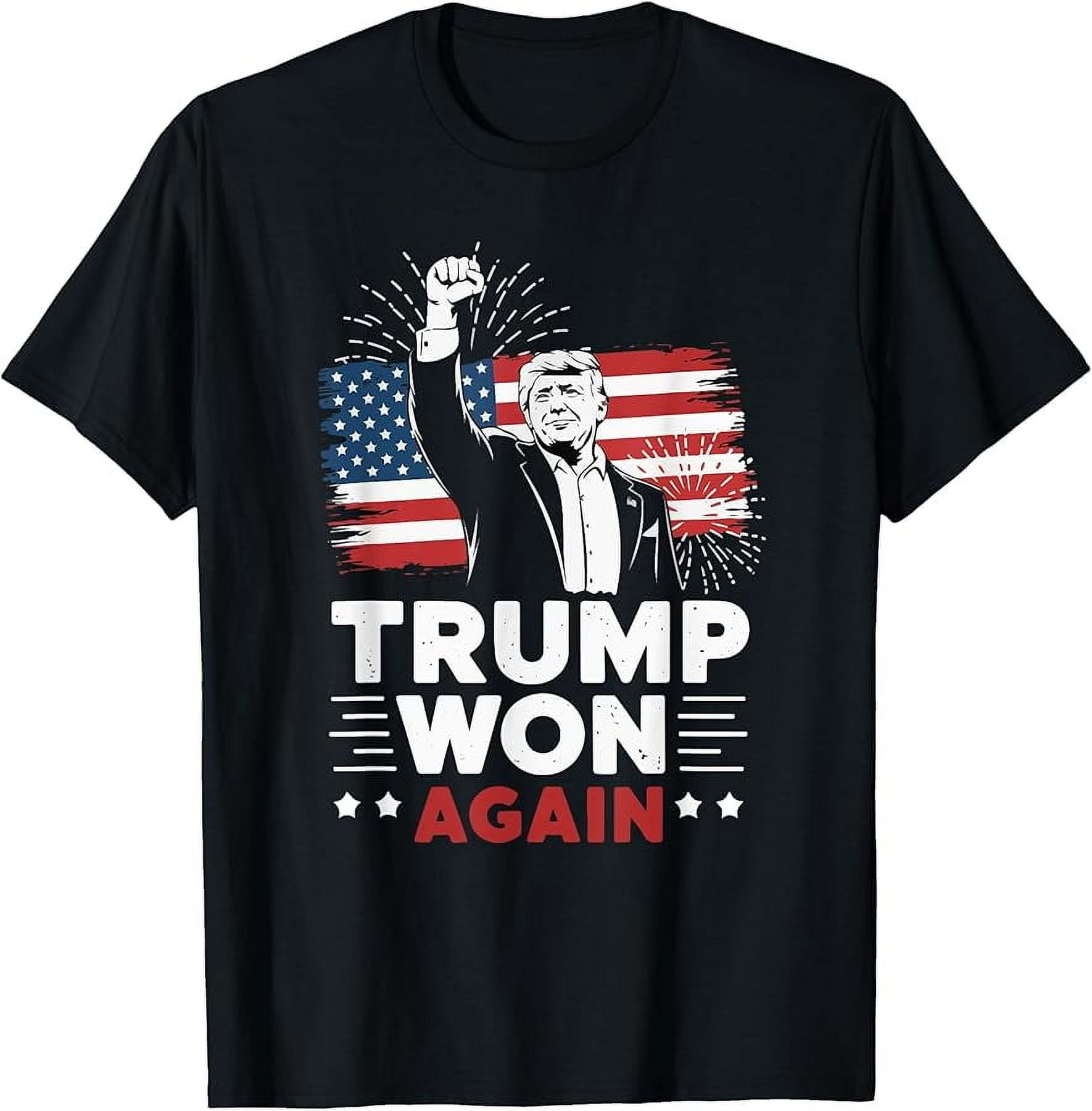 Trump Won Again 2024 Election President 47 th American Flag TShirt