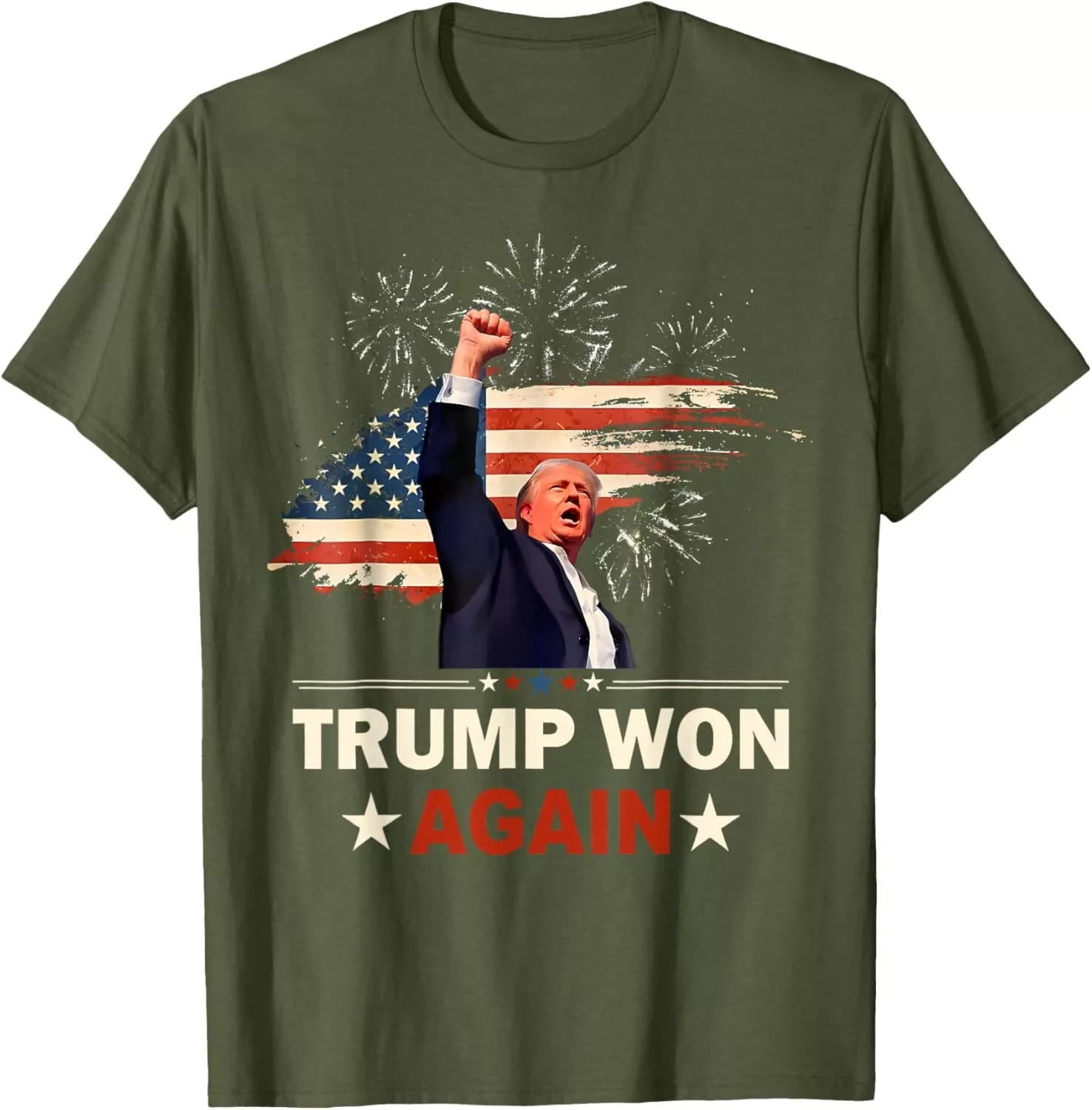 Trump Won Again 2024 Election President 47 th American Flag Unisex T