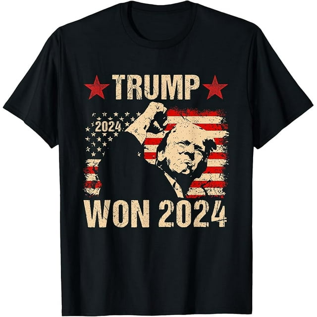 Trump Won Again 2025 Election President 47 th Flag American TShirt