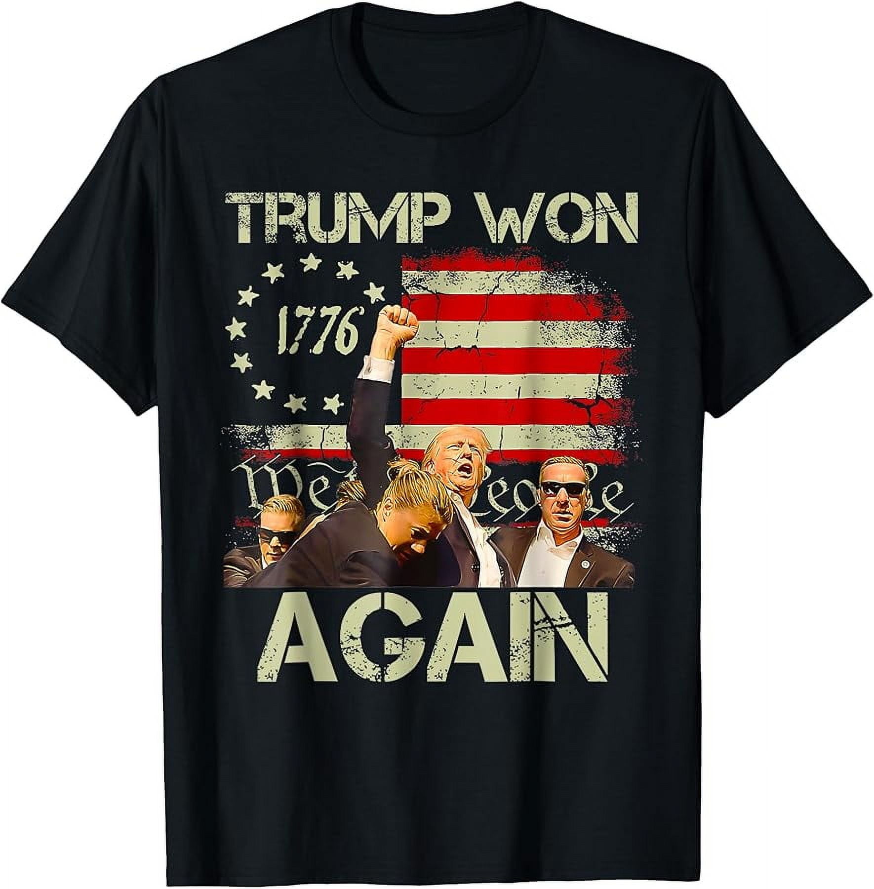 Trump Won Again 2024 Election President 47th American Flag TShirt