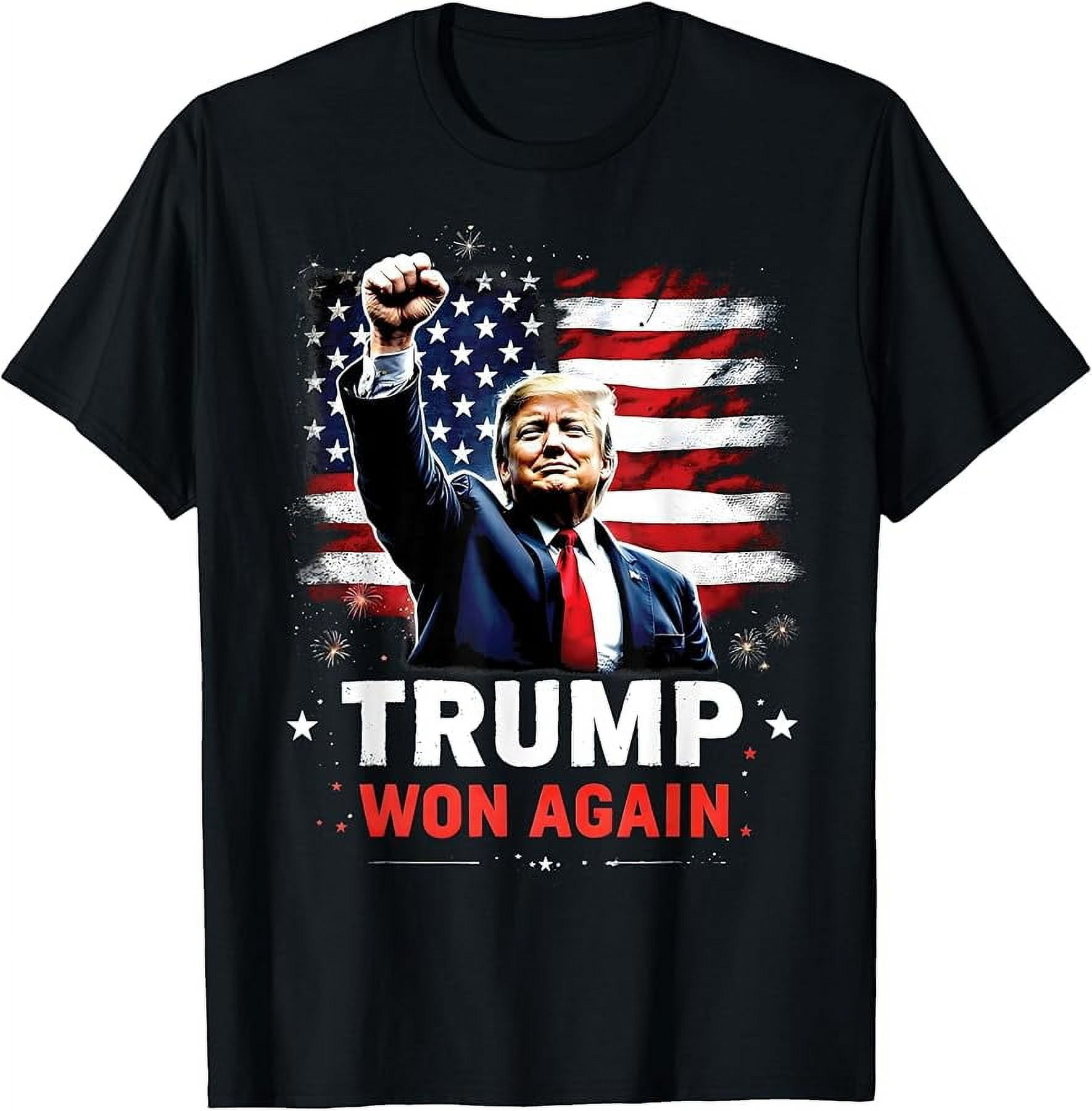 Trump Won Again 2024 Election President 47th American Flag TShirt