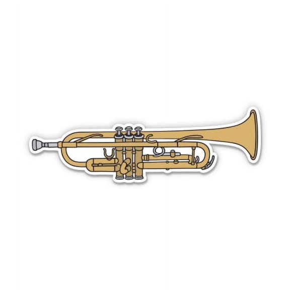Trumpet - 3" Vinyl Sticker - For Car Laptop I-Pad Phone Helmet Hard Hat - Waterproof Decal