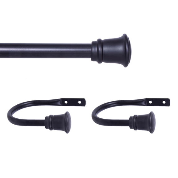 Trumpet 84-120 in. Decorative Curtain Rod & Holdback Set, 5/8 in. Diameter