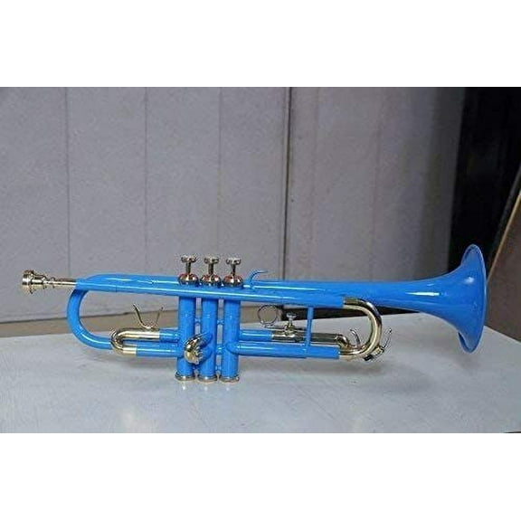 Trumpet Blue Color Bb Pitch With Hard Case Mouth Piece