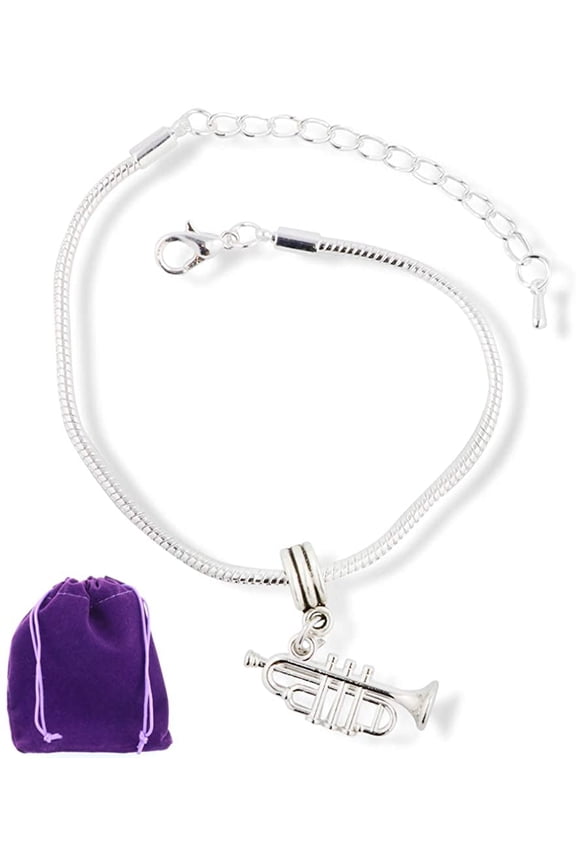Trumpet Bracelet | Musical Instrument Snake Chain Charm Bracelet Gift for Women or Men