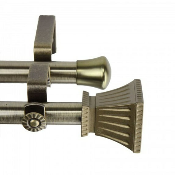 Trumpet Double Curtain Rod 48-84 inch - Antique Brass