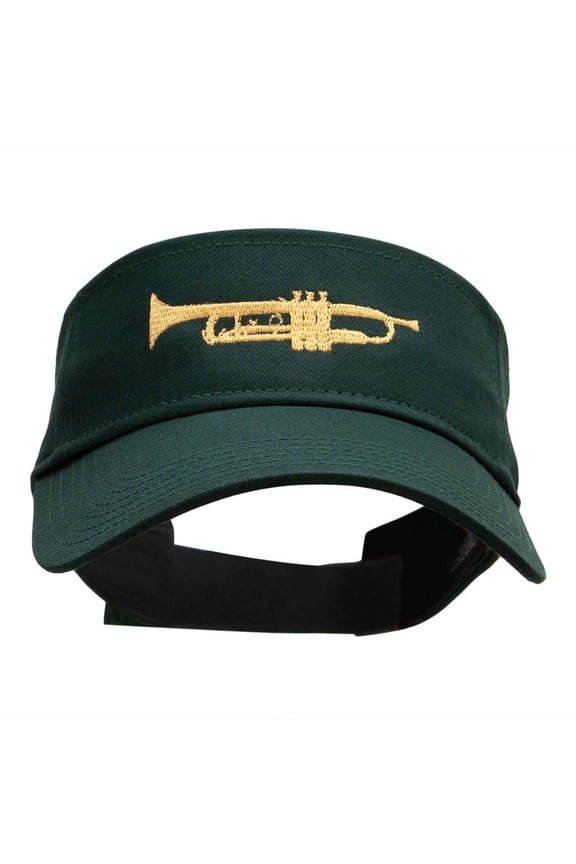 Trumpet Embroidered Cotton Twill Visor - Dark Green OSFM