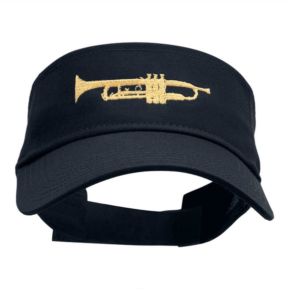 Trumpet Embroidered Cotton Twill Visor - Navy OSFM
