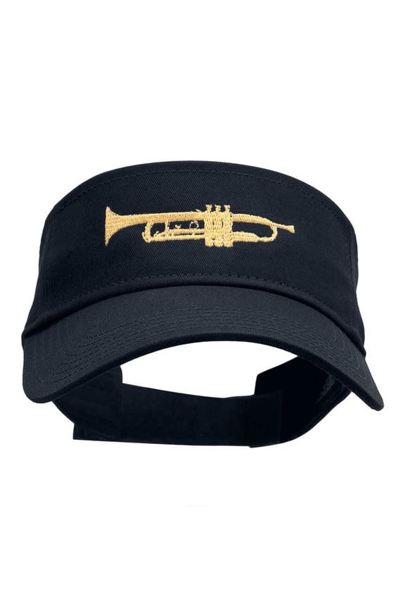 Trumpet Embroidered Cotton Twill Visor - Navy OSFM