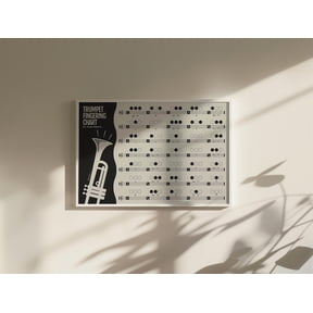 Trumpet Fingering Chart Music Education Poster Cream
