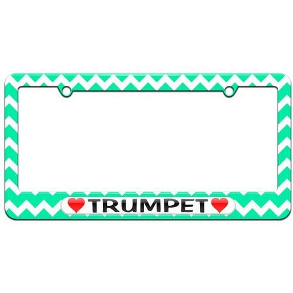 Trumpet Love with Hearts License Plate Tag Frame, Multiple Colors