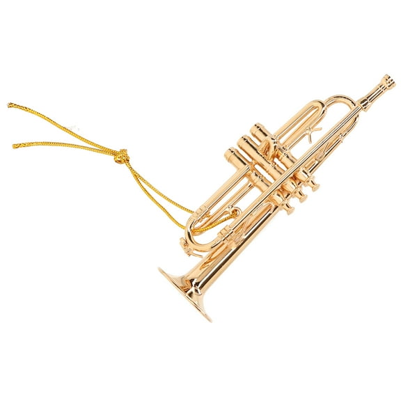 Trumpet Model Ornaments Mini Instrument Desktop Decoration Gold String For Boys Girls 3-6 Year Old