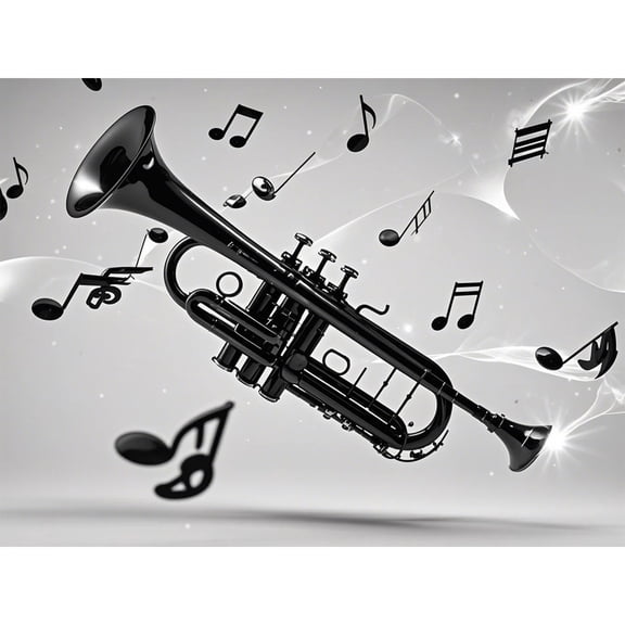 Trumpet with Music Notes Diamond Painting DIY Kits 5D Diamond Art Full Round Drill Crystal by Number Mosaic Handmade Arts and Crafts for Living Room Home Wall Decor 12x16 inch / 30x40cm