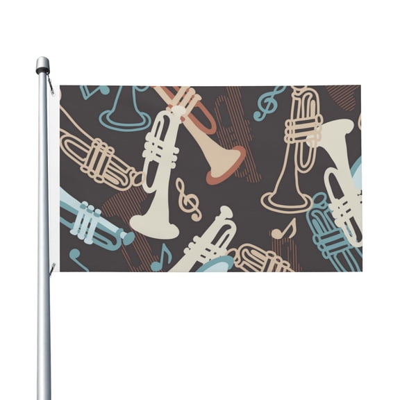 Trumpet Music Time Vintage Flag 3X5 Ft Garden Yard House Flags Banner Sign Outdoor Indoor Party Home Garden Decoration