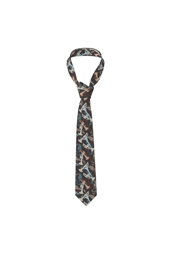 Trumpet Music Time Vintage Men's Formal Necktie Business Suit Accessory Ties for Weddings Banquets Office Gift