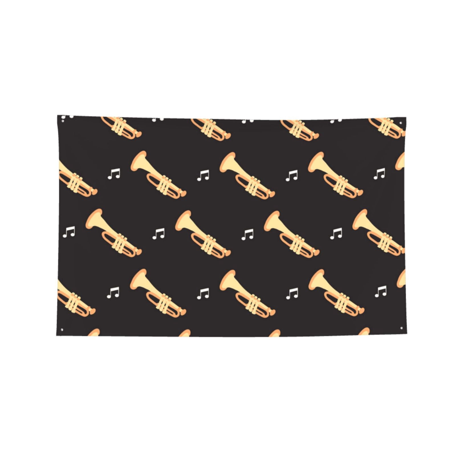 Trumpet Musical Instrument Retro Four Hole Decorated Banner Flag for Garden Yard Home Decoration Indoor Outdoor 4x6 Ft