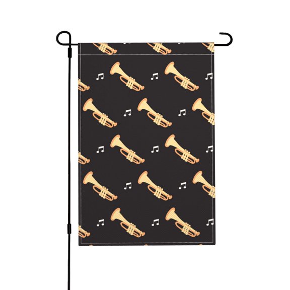 Trumpet Musical Instrument Retro Garden Flag Outdoor House Flags 12 X 18 Inch Banner Yard Home Decoration