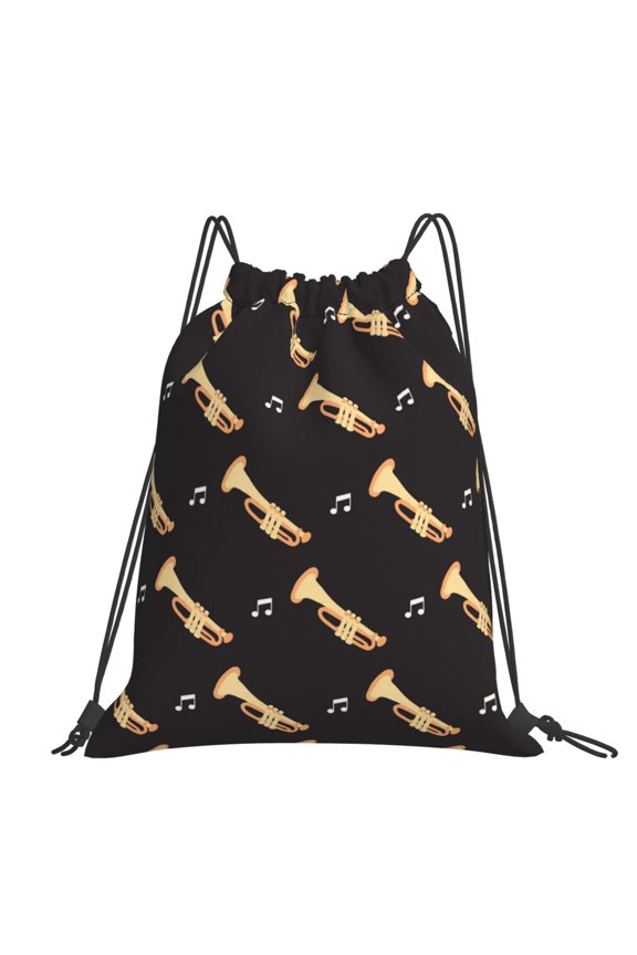 Trumpet Musical Instrument Retro Large Drawstring Backpack Casual Cinch Sack Bag Backpack for Sports Hiking Travel Gym