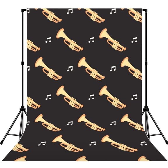 Trumpet Musical Instrument Retro Photography Backdrop 5x7Ft Background for Photo Studio Video Recording Birthday Party Wedding Home Decor