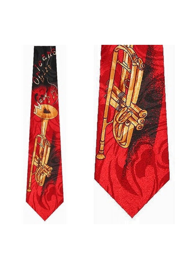 Trumpet New Orleans Style Necktie Mens Tie by Stev