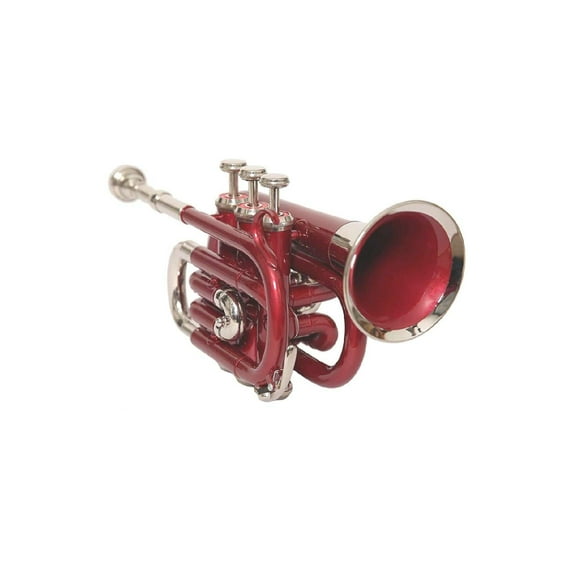 Trumpet POCKET Bb PITCH BRASS MADE with Case and MP Red Nickel