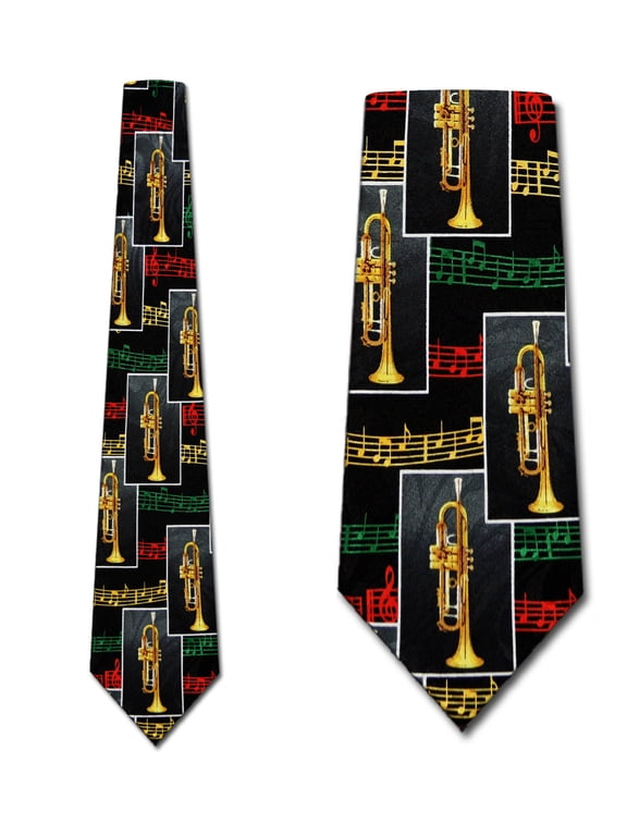 Trumpet Panel Black Necktie Mens Tie by Steven Har