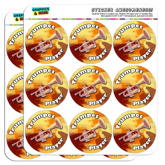 Trumpet Player Band Instrument Brass 2" Scrapbooking Crafting Stickers