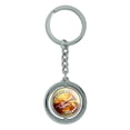 thumbnail image 1 of Trumpet Player Band Instrument Brass Spinning Circle Metal Keychain, 1 of 1