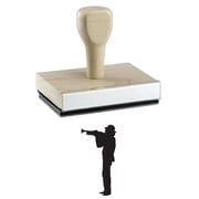 Trumpet Player Rubber Stamp, 1 X 2" Wood Stamp