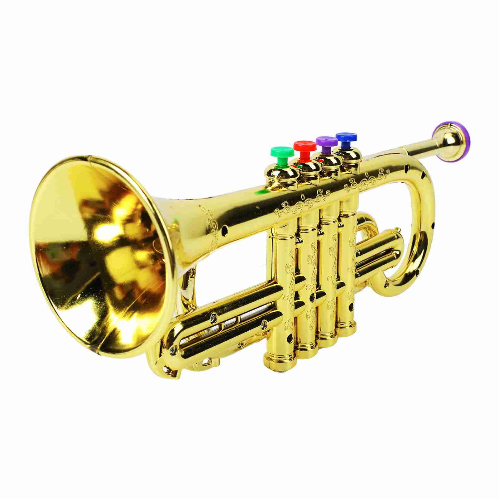 Trumpet Toy Noise Maker, Eye Catching Trumpet Toy Gold Finish ABS And