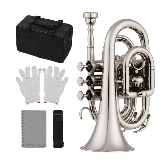 Trumpet,Wind With Cloth Bb Flat Material Flat Material Wind Pocket Bb Flat Material Wind With Buzhi Simbae Moweo Silver