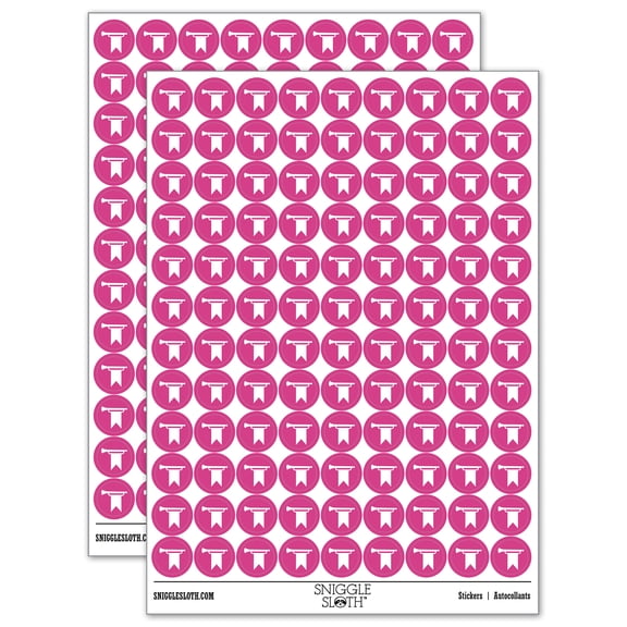 Trumpet and Banner Royal Medieval 200+ Round Stickers - Hot Pink - Gloss Finish - 0.50" Size