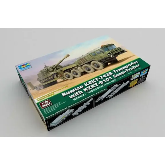 Trumpeter 1/35 01039 Russian KZKT-7428 Transporter with KZKT-9101 Semi-Trailer Assemble Plastic Model Kit