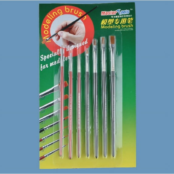 Trumpeter 9900 Paint Brush Set Round #0 1 2/0 Flat 1/4 in 1/8 in 3/16 in 7/32 in