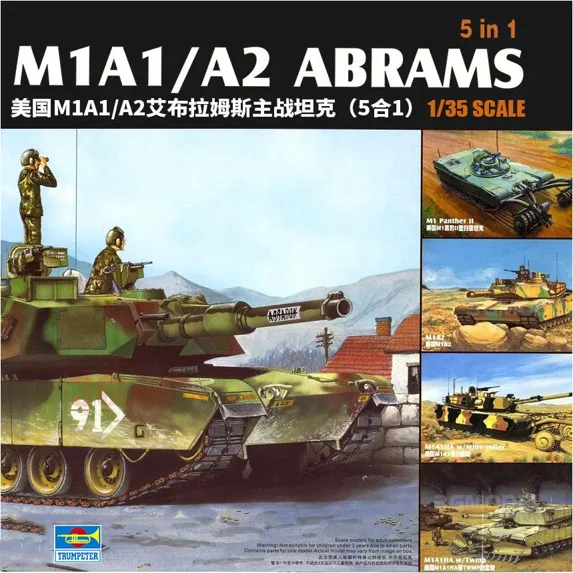 Trumpeter Assembled Tank Model Kit 01535 American M1A1/A2 Abrams Main Battle Tank 5 in 1 1/35