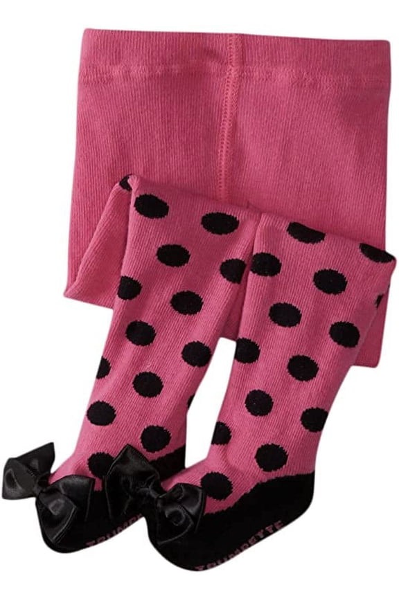 Baby Girls' Dottie's Tights, Fuchsia/Black, 12-18 Months