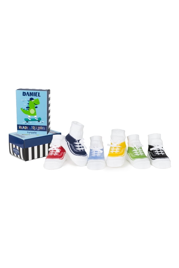 Daniel Low Top Sneaker 6 Pack Baby Bootie Socks, Assorted Brights (0-12 Months)