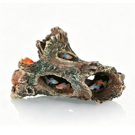 Trunk Aquarium Fish Tank Decor Small Resin Log Porous Cave Ornament for Betta (5.71 In)