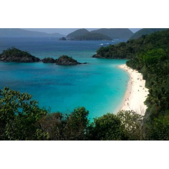 Trunk Bay Beach, St Johns, US Virgin Islands Poster Print by Bill Bachmann (28 x 19)